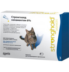 Стронгхолд 6% для кошек 2,6-7,5 кг, капли на холку, 3 пипетки