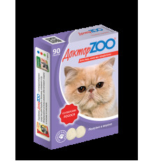 Доктор ZOO для кошек, со вкусом лосося и  биотином, таблетки, № 90