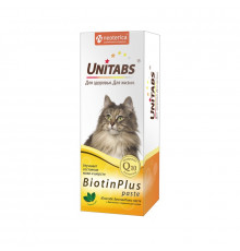 ЮНИТАБС Паста витаминно-минеральная BiotinPlus с Q10  для кошек, 120 мл