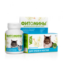 Фитомины, фитокомплекс для зубов и костей, для кошек, 50 г