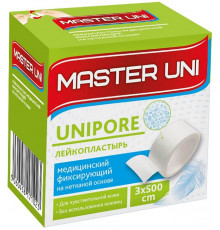 Лейкопластырь Master Uni №1, нетканая основа, катушка, 3х500 см