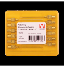 Игла многоразовая KRUUSE-Vet, 1,6х40 мм (16Gх1 1/2"), Luer-Lock, 12 шт.