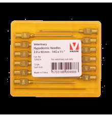 Игла многоразовая KRUUSE-Vet, 2,0х40 мм (14Gх1 1/2"), Luer-Lock, 12 шт.