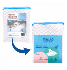 Подстилка VitaVet CARE многоразовая, впитывающая, 4-слойная, 60х90 см, цвет голубой, 1 шт.
