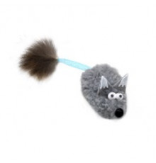 Игрушка GoSi для кошек Лисичка-пищалка, цвет серый, 15 см