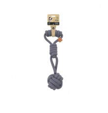 M-PETS Игрушка для собак COTO перетяжка с мячом, 36 см, цвет серый