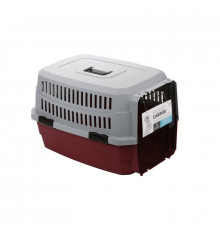 M-PETS Контейнер-переноска VIAGGIO для животных до 16 кг, размер M, 68x47,6x42 см, цвет бордовый с серым