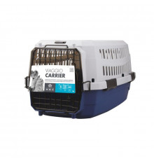 M-PETS Контейнер-переноска VIAGGIO для животных до 11 кг, размер S, 58,4х38,7х33 см, цвет синий с серым