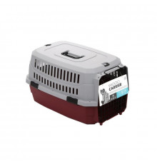 M-PETS Контейнер-переноска VIAGGIO для животных до 11 кг, размер S, 58,4x38,7x33 см, цвет бордовый с серым