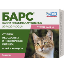 БАРС капли инсектоакарицидные для кошек до 5 кг (1 пип. по 0,5 мл)
