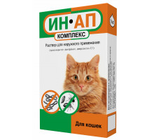 Ин-Ап комплекс капли для кошек против блох, клещей, вшей, власоедов и гельминтов, 1 мл