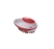 M-PETS Щетка для мытья животных RUBEAZ SOAP DISPENSER & BRUSH (Рубиз) с дозатором для мыла, 11,5х7,5 см, цвет красный