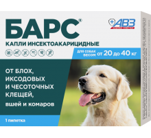 БАРС капли инсектоакарицидные для собак от 20 до 40 кг, 2,68 мл, 1 пипетка