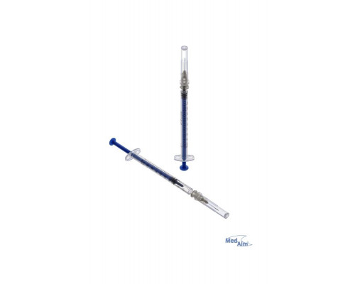 Шприц одноразовый 1 мл 3-х компонентный MedAim инсулиновый с иглой 26G 0,45х12 мм U-100, 100 шт.