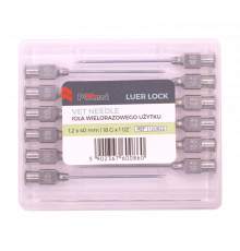 Игла многоразовая POLNET, 1,2х40 мм (18Gх1 1/2"), Luer-Lock, 12 шт.