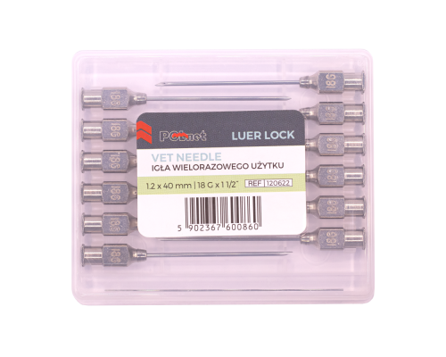 Игла многоразовая POLNET, 1,2х40 мм (18Gх1 1/2"), Luer-Lock, 12 шт.