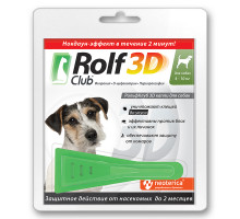 Рольф Клуб 3D от клещей и блох, для собак 4-10 кг, капли на холку, 1 мл