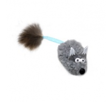 Игрушка GoSi для кошек Лисичка-пищалка, цвет серый, 15 см