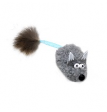 Игрушка GoSi для кошек Лисичка-пищалка, цвет серый, 15 см