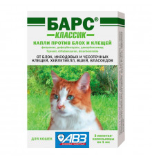 БАРС классик капли против блох и клещей для кошек 1 мл, 3 пипетки