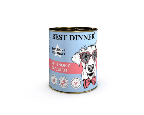 Бест Диннер Gastro Intestinal Exclusive Vet Profi консервы для собак с ягненком и сердцем, 340 г