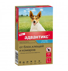 Адвантикс®  для собак от 4 до 10 кг для защиты от блох, иксодовых клещей и летающих насекомых и переносимых ими заболеваний. 1 пипетка в упаковке.