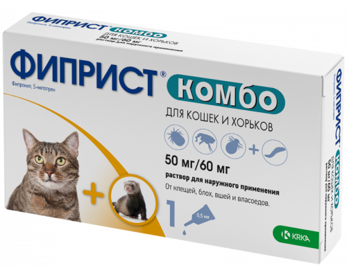 Фиприст Комбо для кошек и хорьков, капли на холку, 0,5 мл, № 1