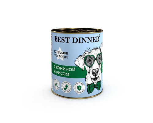 Бест Диннер консервы для собак Hypoallergenic Exclusive Vet Profi, с кониной и рисом, 340 г