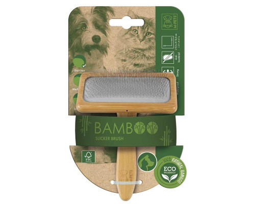 M-PETS Щетка-сликер (пуходерка) бамбуковая BAMBOO Slicker Brush, размер М, 9,5x15,5 см