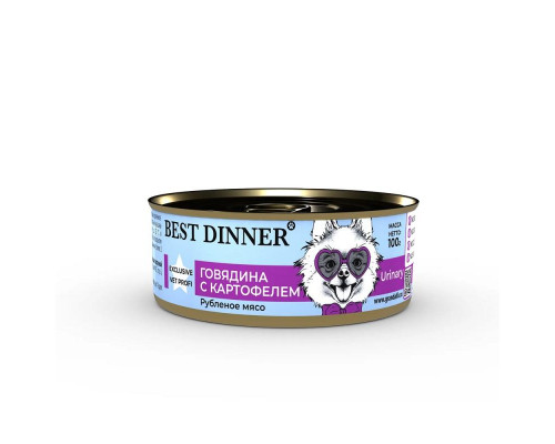 Бест Диннер Urinary Exclusive Vet Profi консервы для собак, говядина и картофель, 100 г