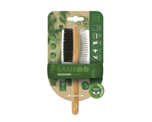 M-PETS Бамбуковая щетка-расческа двухсторонняя BAMBOO Double-Sided Pin Brush