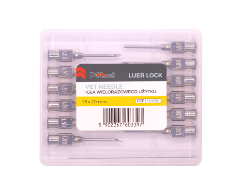 Игла многоразовая POLNET, 1,5х20 мм, Luer-Lock, 12 шт.
