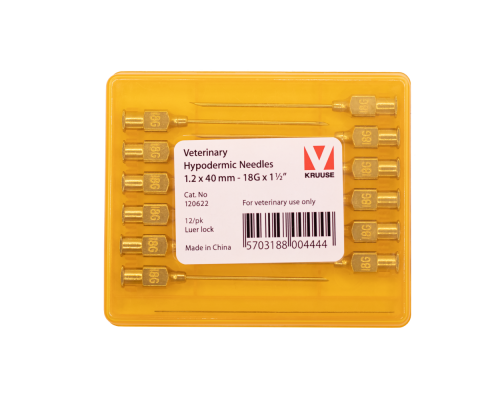 Игла многоразовая KRUUSE-Vet, 1,2х40 мм (18Gх1 1/2"), Luer-Lock, 12 шт.