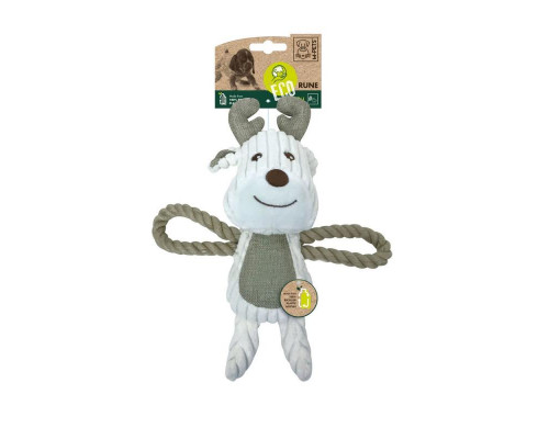M-PETS Игрушка мягкая для собак Олень Руни с канатом, 30 см