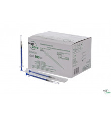 Шприц одноразовый 1 мл 3-х компонентный MedCare инсулиновый с иглой 27G 0,40х12 мм, 100 шт.