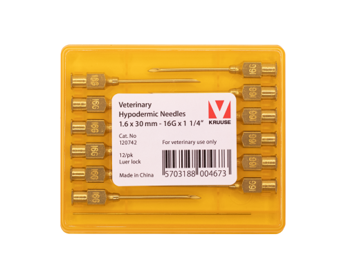 Игла многоразовая KRUUSE-Vet, 1,6х30 мм (16Gх1 1/4"), Luer-Lock, 12 шт.