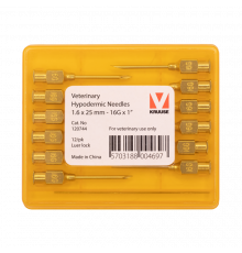 Игла многоразовая KRUUSE-Vet, 1,6х25 мм (16Gх1"), Luer-Lock, 12 шт.