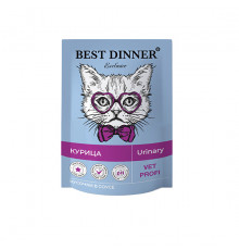 Бест Диннер паучи для кошек Exclusive Vet Profi Urinary кусочки в соусе с курицей, 85 г