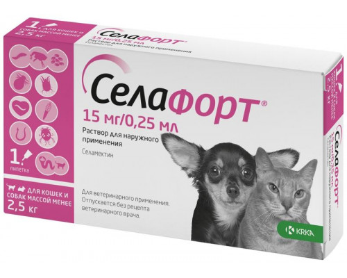 Селафорт 6% 0,25 мл (15 мг) для собак кошек до 2,5 кг, №1