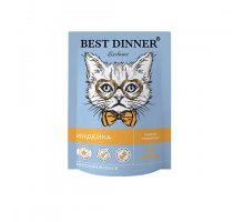 Бест Диннер Пауч Exclusive Vet Profi Gastro Intestinal для взрослых кошек, кусочки в соусе, с индейкой, 85 г