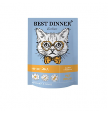 Бест Диннер Пауч Exclusive Vet Profi Gastro Intestinal для взрослых кошек, кусочки в соусе, с индейкой, 85 г