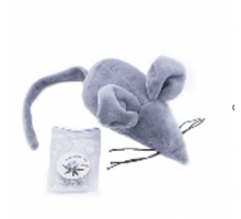 Игрушка GoSi для кошек Крыса ТАНЯ с валерианой, цвет серый, 15 см