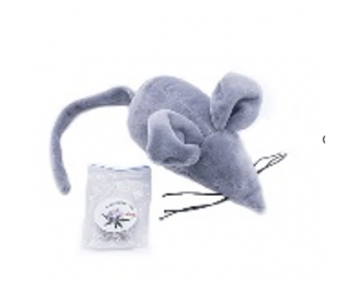 Игрушка GoSi для кошек Крыса ТАНЯ с валерианой, цвет серый, 15 см