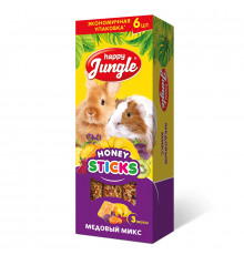 Палочки Happy Jungle для крупных грызунов медовый микс, 6 шт.