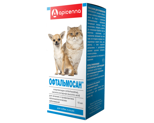 Офтальмосан для кошек и собак, глазные капли, 15 мл