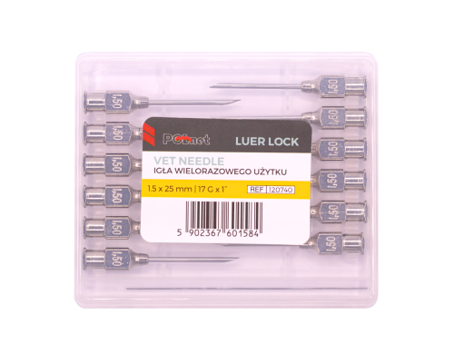 Игла многоразовая POLNET, 1,5х25 мм (17Gх1"), Luer-Lock, 12 шт.