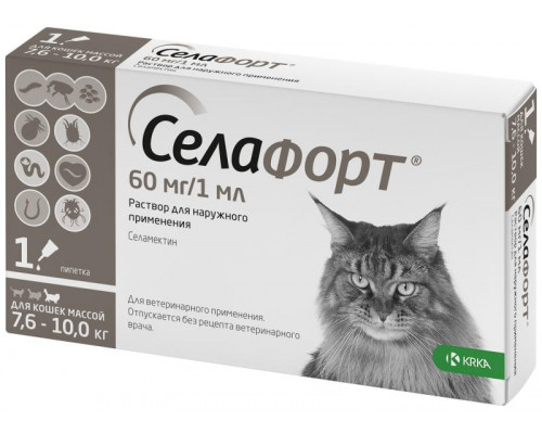 Селафорт 6% 1 мл (60 мг) для кошек 7,6-10 кг, №1