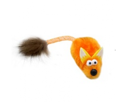 Игрушка GoSi для кошек Лисичка-пищалка, цвет оранжевый, 15 см