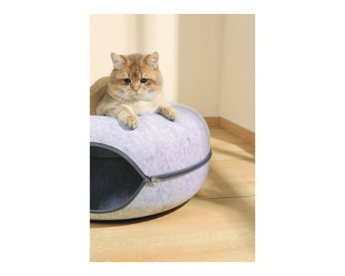 M-PETS Лежанка-тоннель Донат, размер M, 60x60x28 см, цвет серый