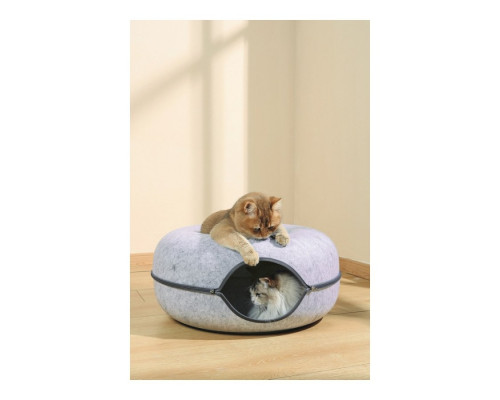 M-PETS Лежанка-тоннель Донат, размер M, 60x60x28 см, цвет серый